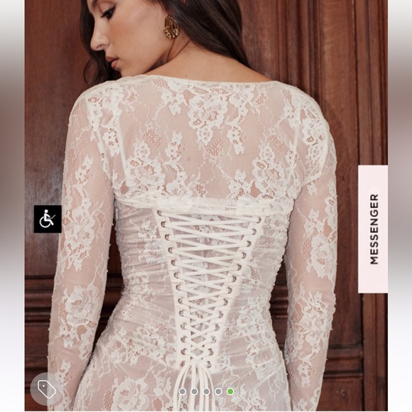 House of CB VINTAGE CREAM LACE MAXI DRESS - Picture 3 of 5